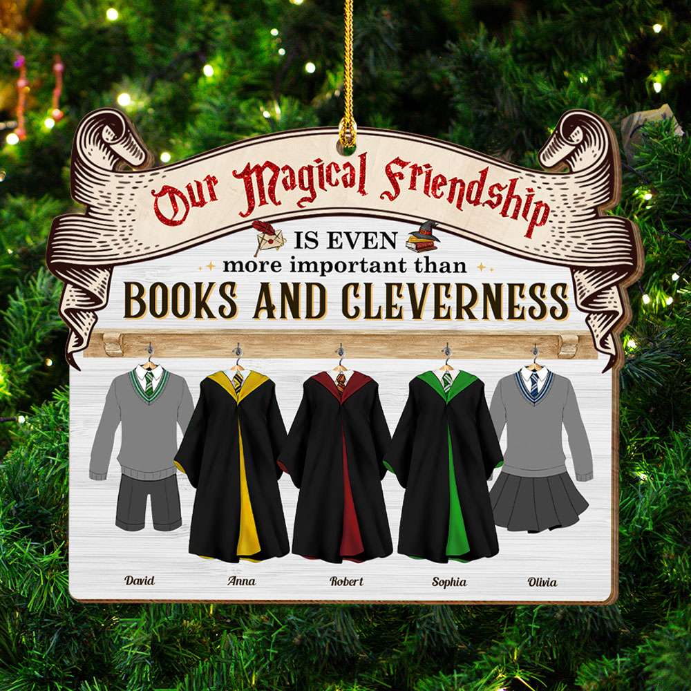 Our Magical Friendship, Gift For Friends, Personalized Wood Ornament, Wizard Friends Ornament, Christmas Gift 01HTTI221123 - Ornament - GoDuckee