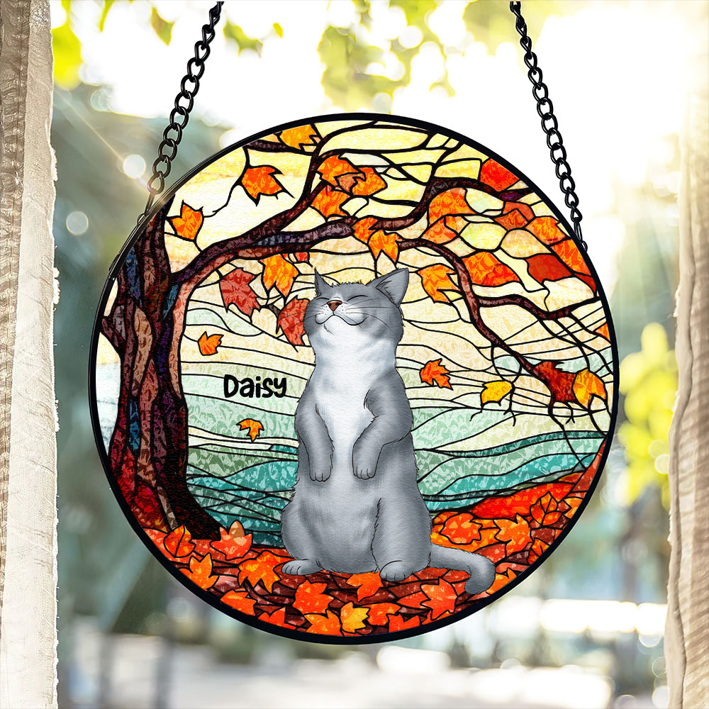 Personalized Autumn Cat Suncatcher 03qhti030824 - Ornament - GoDuckee