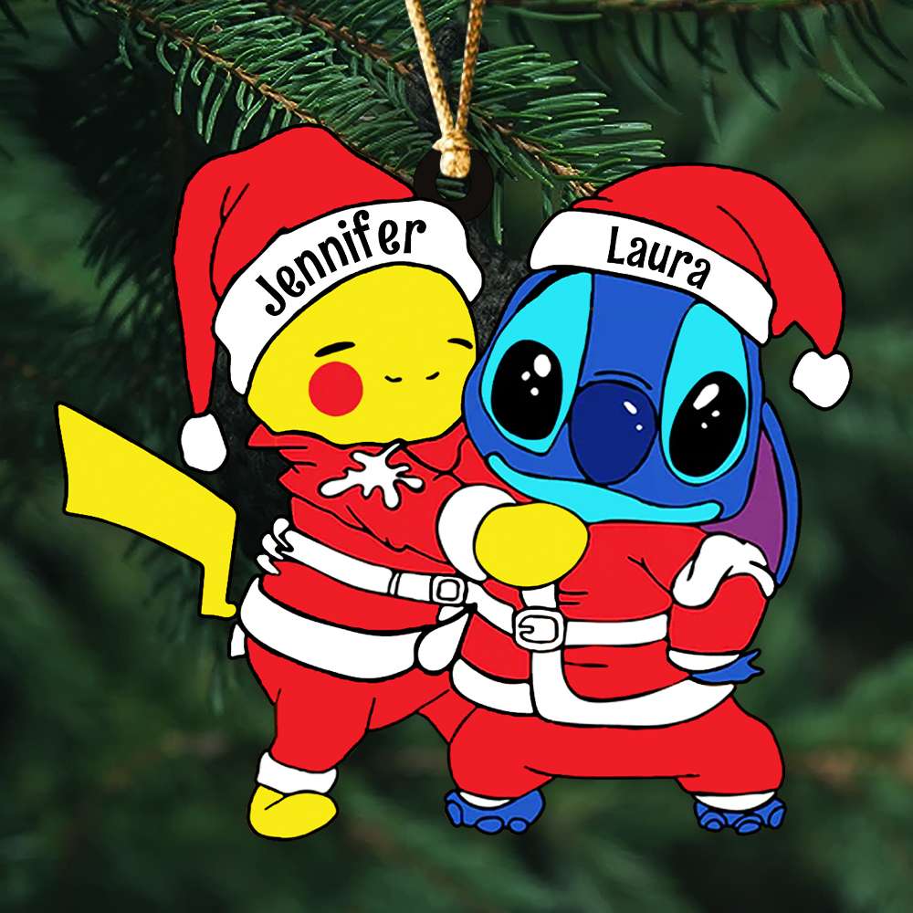 Gift For Friends, Couple, Personalized Acrylic Ornament, Besties Santa Hat Ornament, Christmas Gift 03ACDT290923-2 - Ornament - GoDuckee