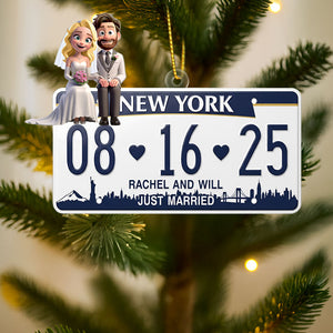 Married Couple License Plate Ornament - Personalized Gifts For Couple 03nati030925 - Ornament - GoDuckee