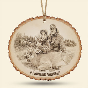 Custom Photo Engraved Effect Wood Ornament, Personalized Gifts For Hunting Lovers 02qhti071025 - Ornament - GoDuckee