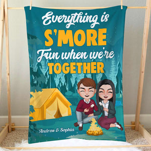 Everything Is S'more Fun When We're Together, Personalized Blanket, Couple Camping, Gift For Couple - Blanket - GoDuckee