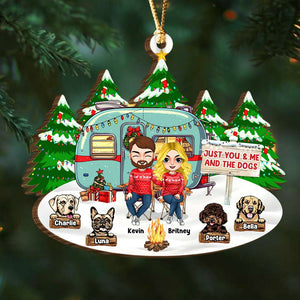 Just You & Me And The Dogs, Personalized Wood Ornament, Gifts For Pet Lovers - Ornament - GoDuckee