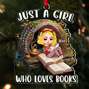 Just A Girl Who Love Books, Gift For Book Lover, Personalized Acrylic Ornament, Girl Reading Books Ornament, Christmas Gift 05HUTI210923HH - Ornament - GoDuckee