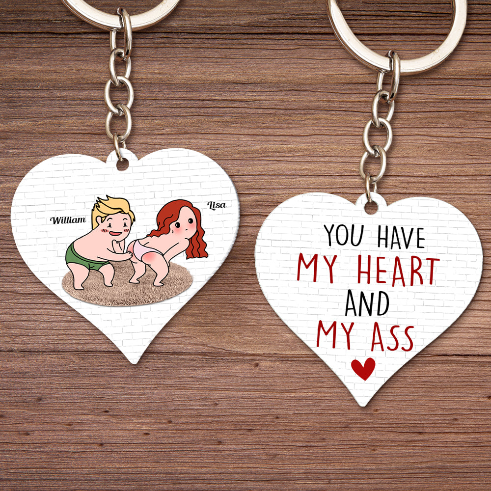 You Have My Heart Personalized Keychain, Gift For Funny Couple - Keychains - GoDuckee
