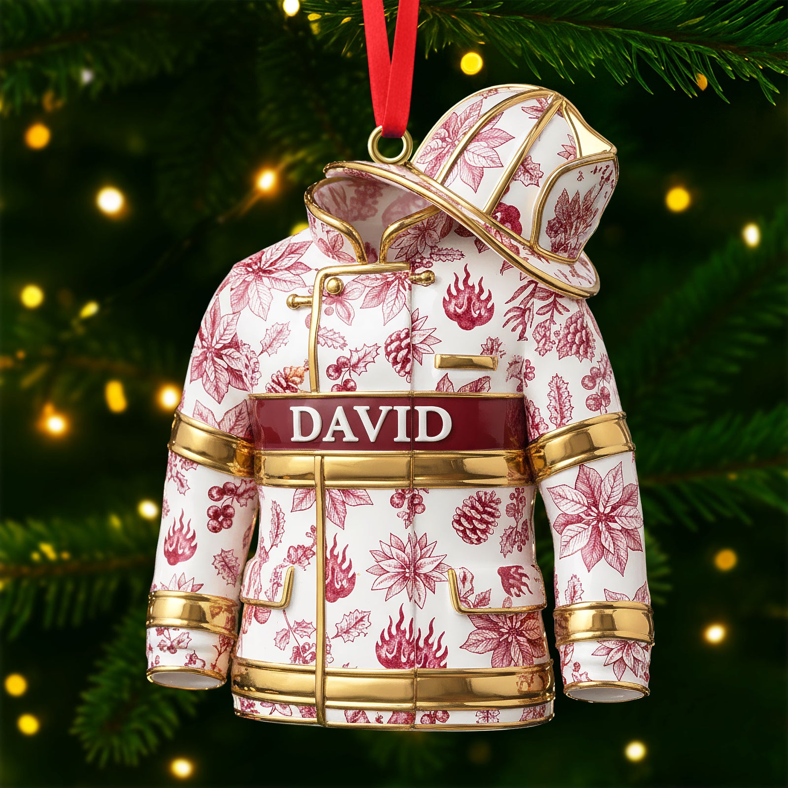 Toile de Jouy Firefighter Ornament - Personalized Gifts For Firefighter 02pgti101025 - Ornament - GoDuckee