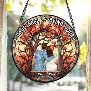 Personalized Gift For Couple, Peaceful Autumn Stained Glass Suncatcher 03QHTI050824TM - Ornament - GoDuckee