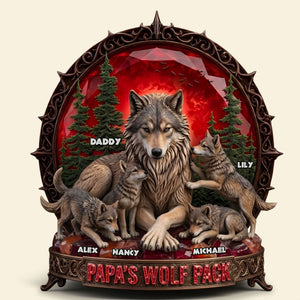 Papa's Wolf Pack Acrylic Plaque - Personalized Gifts For Dad 01TYTI040526 - Shaped Plaques - GoDuckee