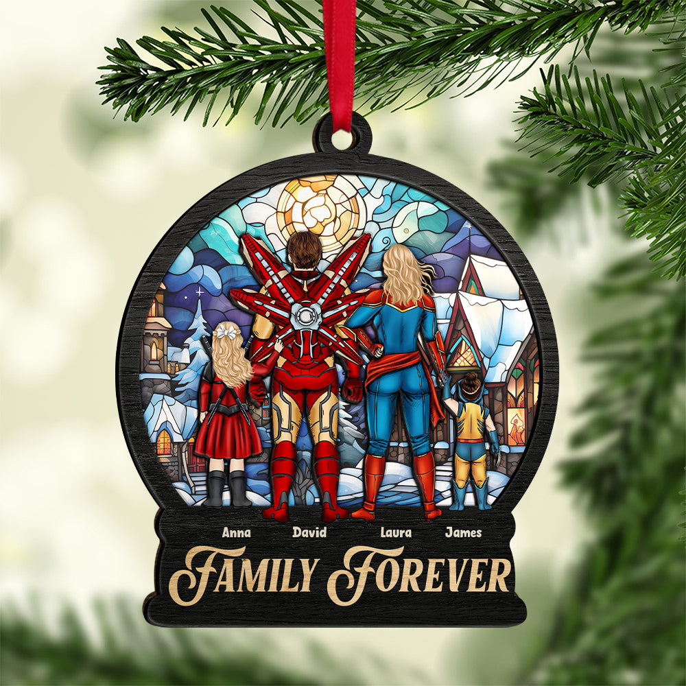 Personalized Gifts For Family Suncatcher Ornament, Superhero Family Forever 01NATI300724PA - Ornament - GoDuckee