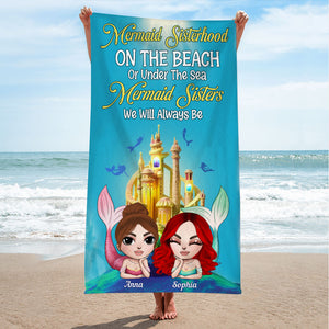 Mermaid Sisterhood On The Beach - Personalized Beach Towel - Gift For Friends TZ-BTAM2-04DNTI180423HH - Beach Towel - GoDuckee