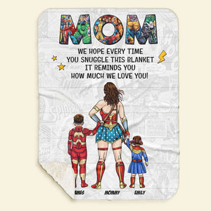 Personalized Gifts For Mom Blanket Super Mom And Kids 01NATI200325PA - Blanket - GoDuckee