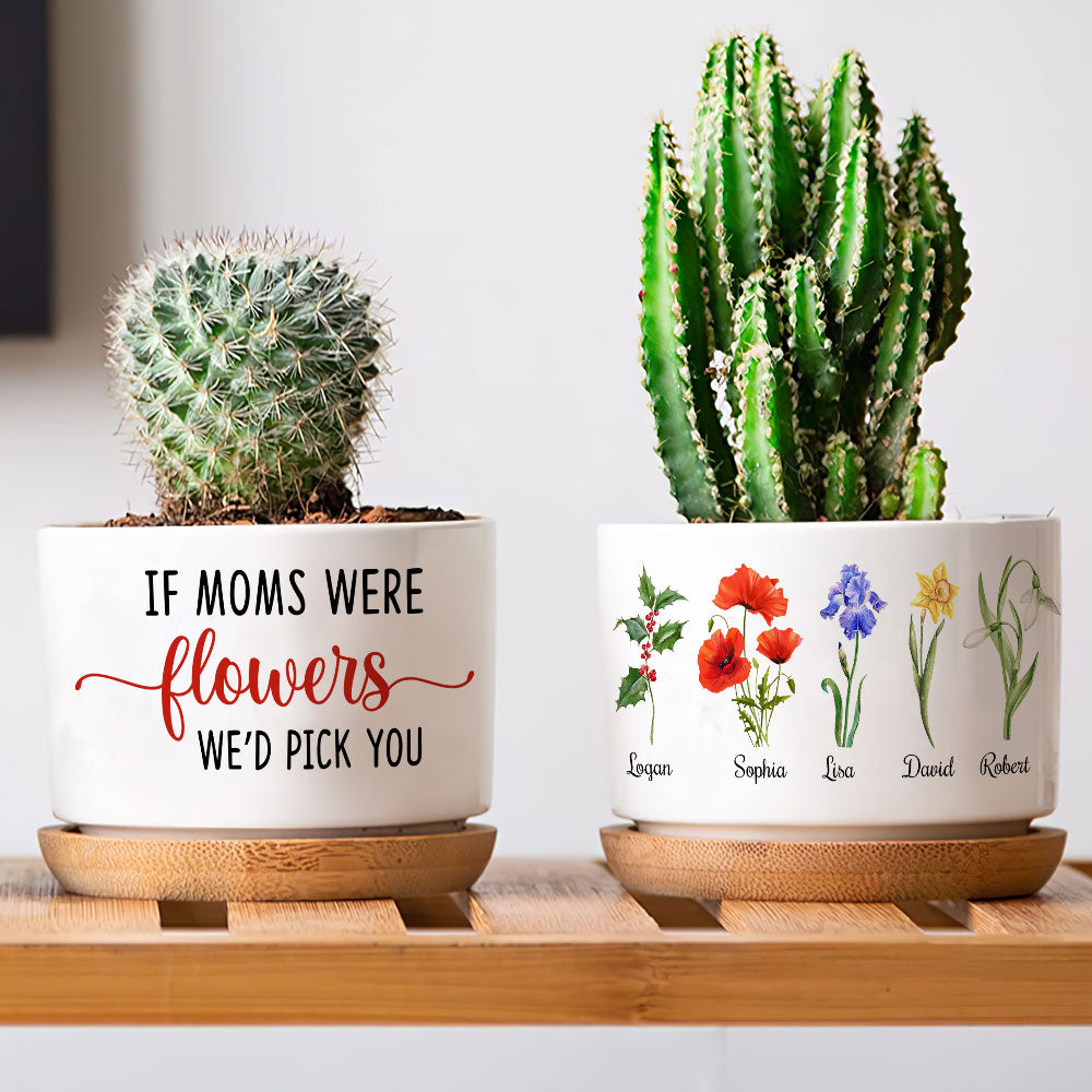 Family Garden Grandma Mom Personalized Plant Pot, Gift For Grandma, Flower Garden Pot - Plant Pot - GoDuckee