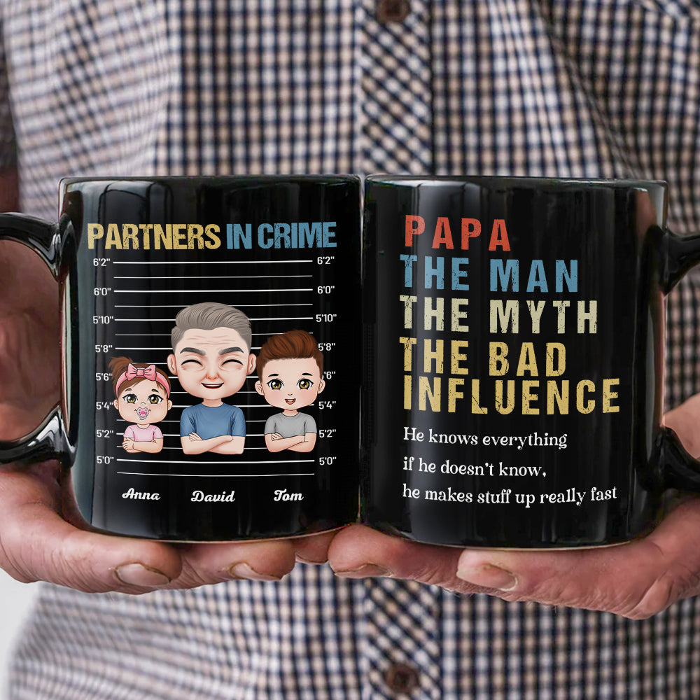 Papa The Bad Influence Personalized Coffee Mug, Gift For Grandpa, Father's Day Gift - Coffee Mug - GoDuckee