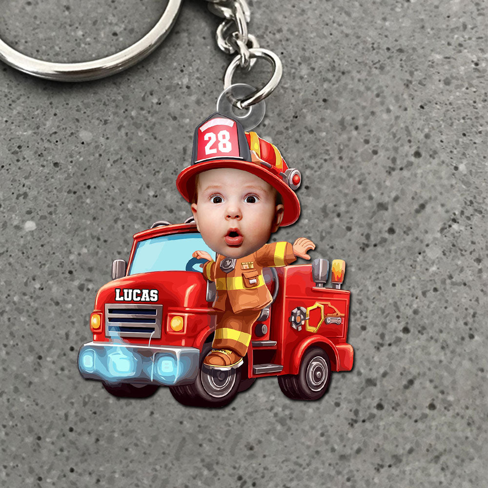 Custom Photo Gifts For Kids Keychain - Firefighter & Police Themes - Keychains - GoDuckee