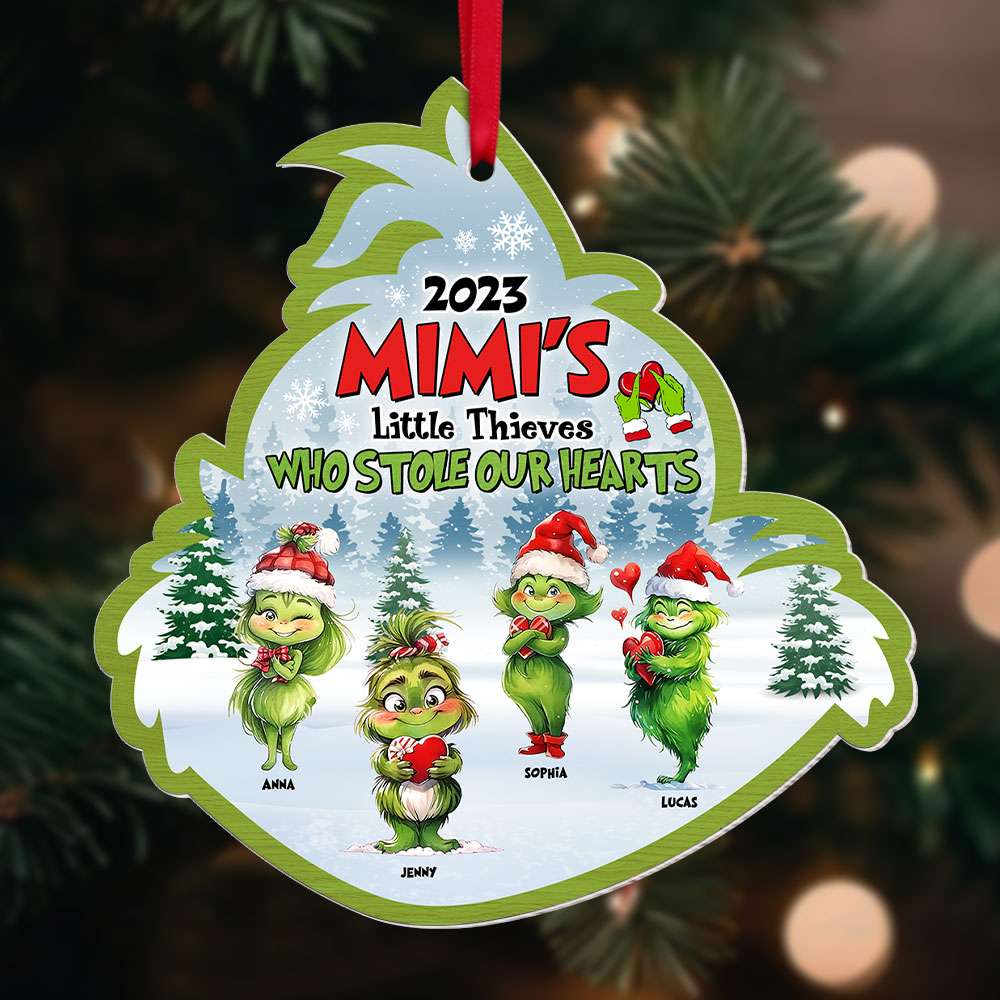 Little Thieves Who Stole Our Heart, Gift For Family, Personalized Acrylic Ornament, Green Kids Ornament, Christmas Gift 04HTTI141123 - Ornament - GoDuckee