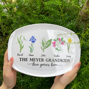 Love Grows Here, Personalized Resin Plate, Gift For Grandma - Resin Plate - GoDuckee