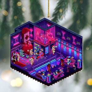 Dark Neon Isometric Room Acrylic Ornament, Gift For Game Fan 02QHTI221123 - Ornament - GoDuckee