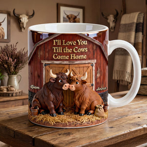 Highland Cow Couple Coffee Mug - Personalized Gifts For Couple Coffee Mug 04NATI150125 - Coffee Mug - GoDuckee
