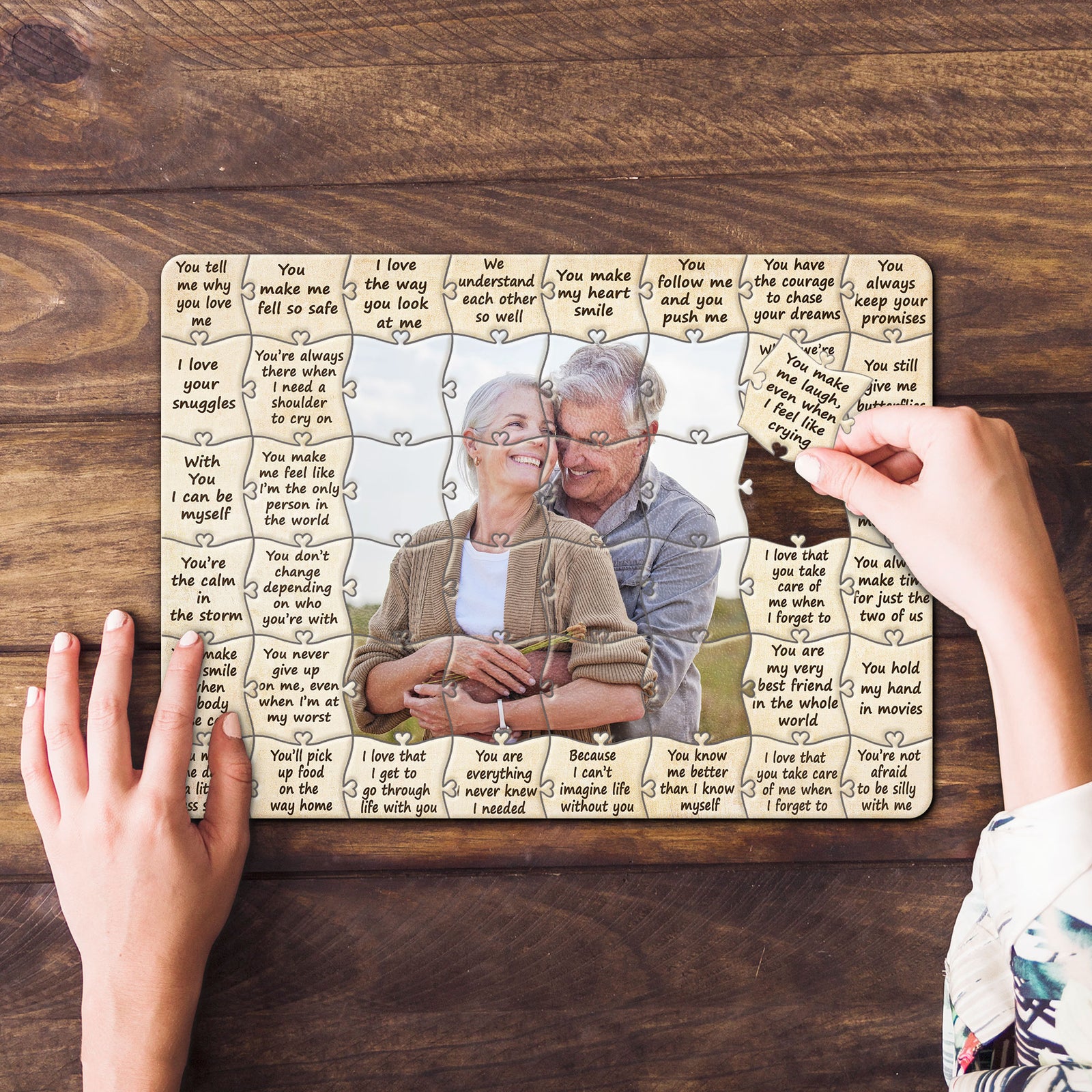 Couple Gift, Personalized Wood Puzzle, Couple Custom Image Wood Puzzle - Wood Sign - GoDuckee