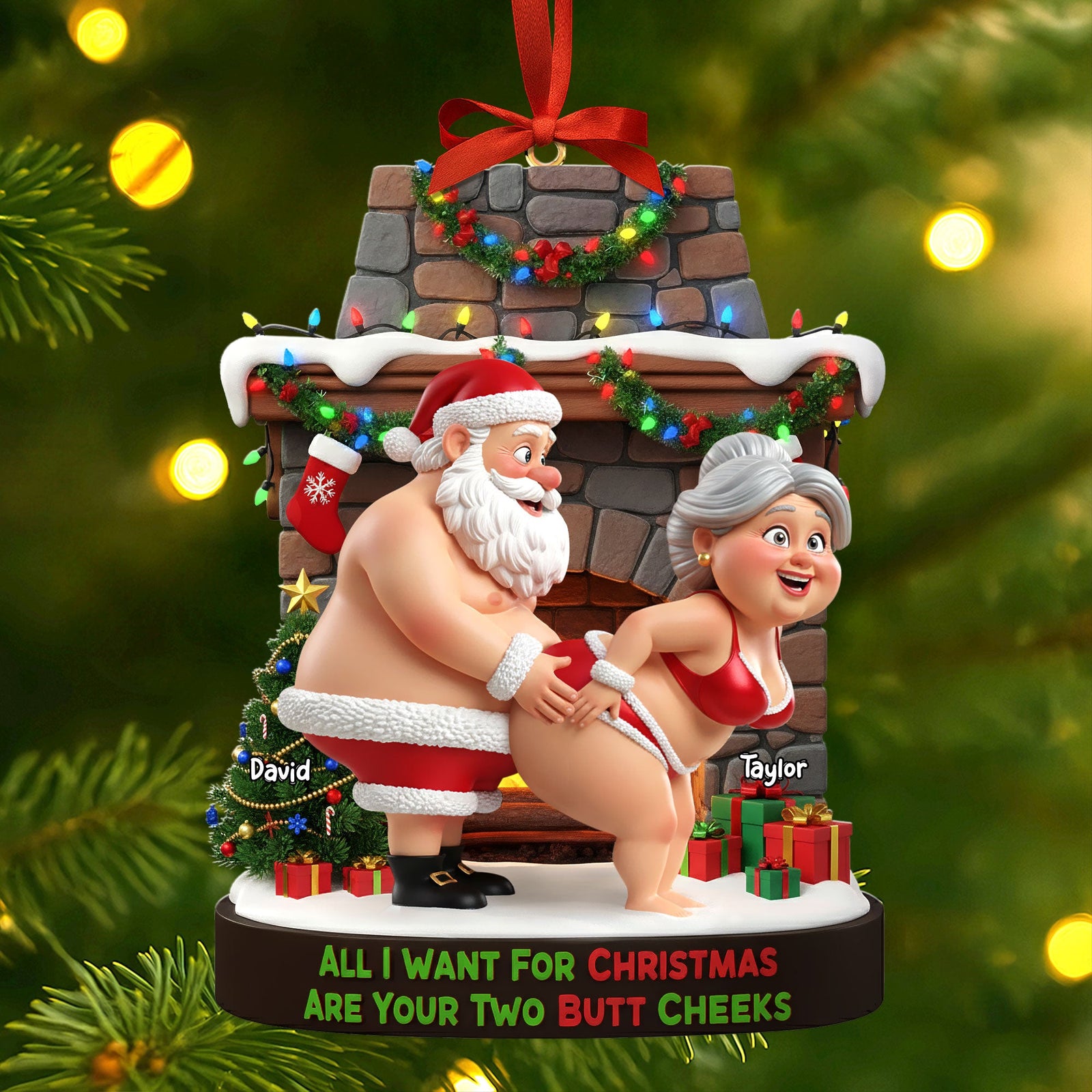 Naughty Old Gnome Couple Ornament - Personalized Gifts For Couple 03ohti230925 - Ornament - GoDuckee