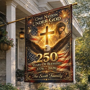 Patriotic 250th Anniversary Christian House Flag - Personalized Gifts For Christians 02HUTI260226 - Flag - GoDuckee