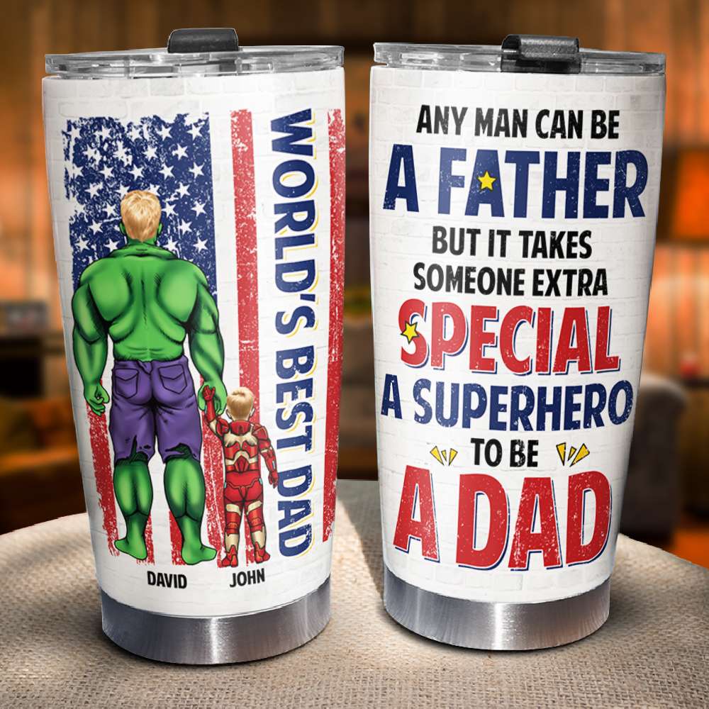 World's Best Dad, Personalized Beer, Dad 4 In 1 Can Cooler Tumbler Gif -  GoDuckee