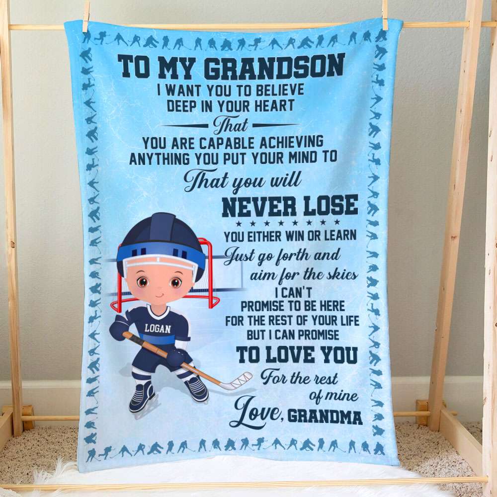 Gift For Kid, Personalized Blanket, Hockey Kid Blanket - Blanket - GoDuckee