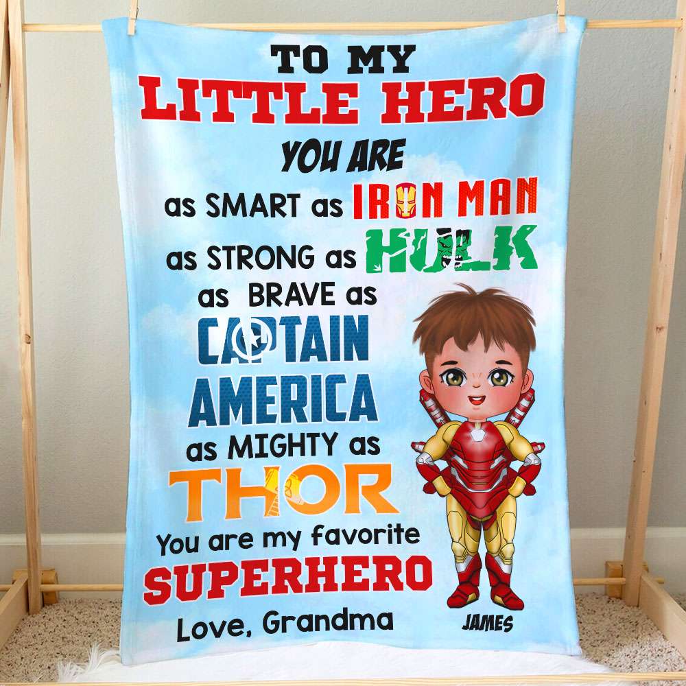 To My Little Hero, Gift For Kid, Personalized Blanket, Kid Blanket For Family 05TOTI070823PA - Blanket - GoDuckee