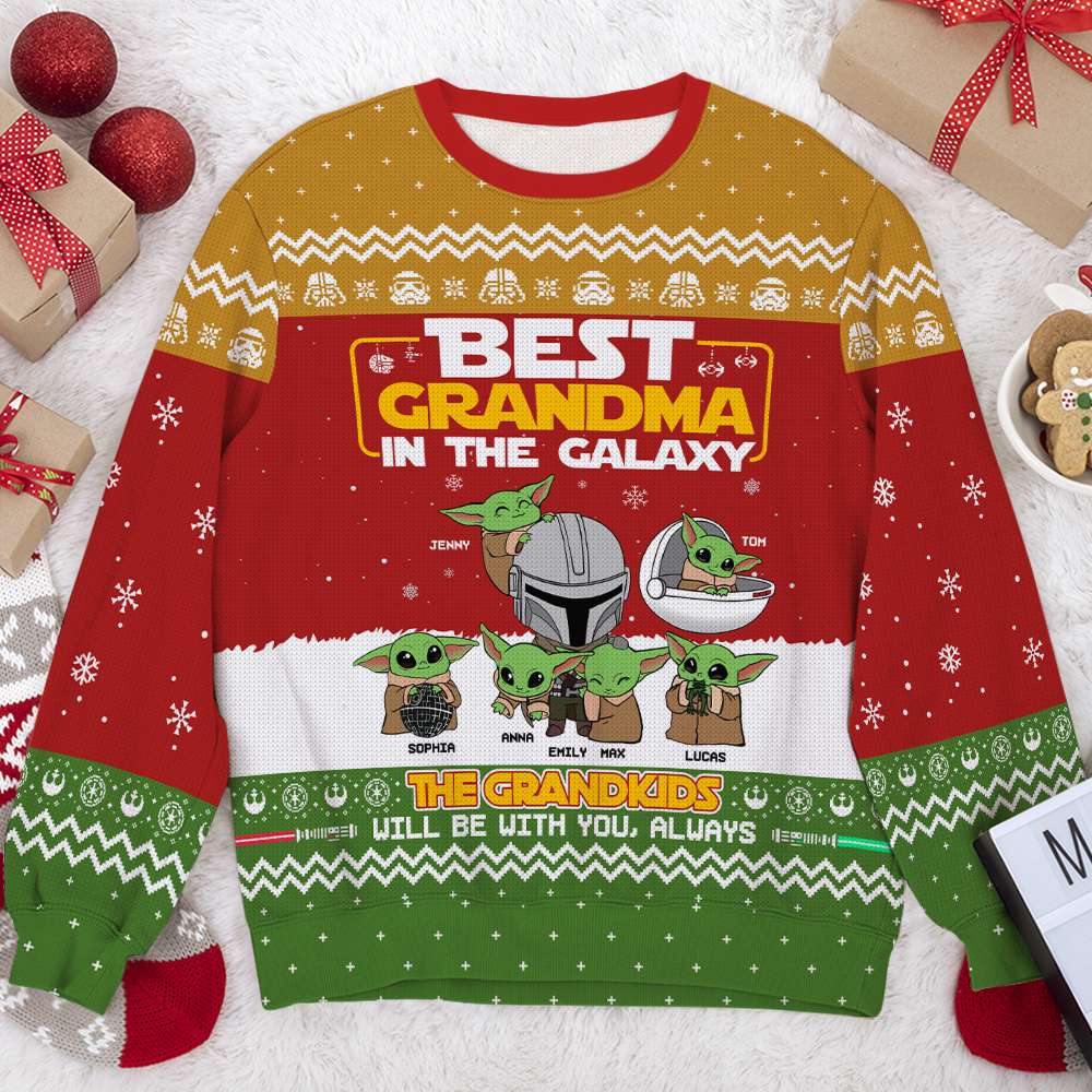 Best [Custom Quote] In The Galaxy, Gift For Grandparents, Personalized Knitted Ugly Sweater, Alien Grandkid Sweater, Christmas Gift 04KATI201123HH - AOP Products - GoDuckee