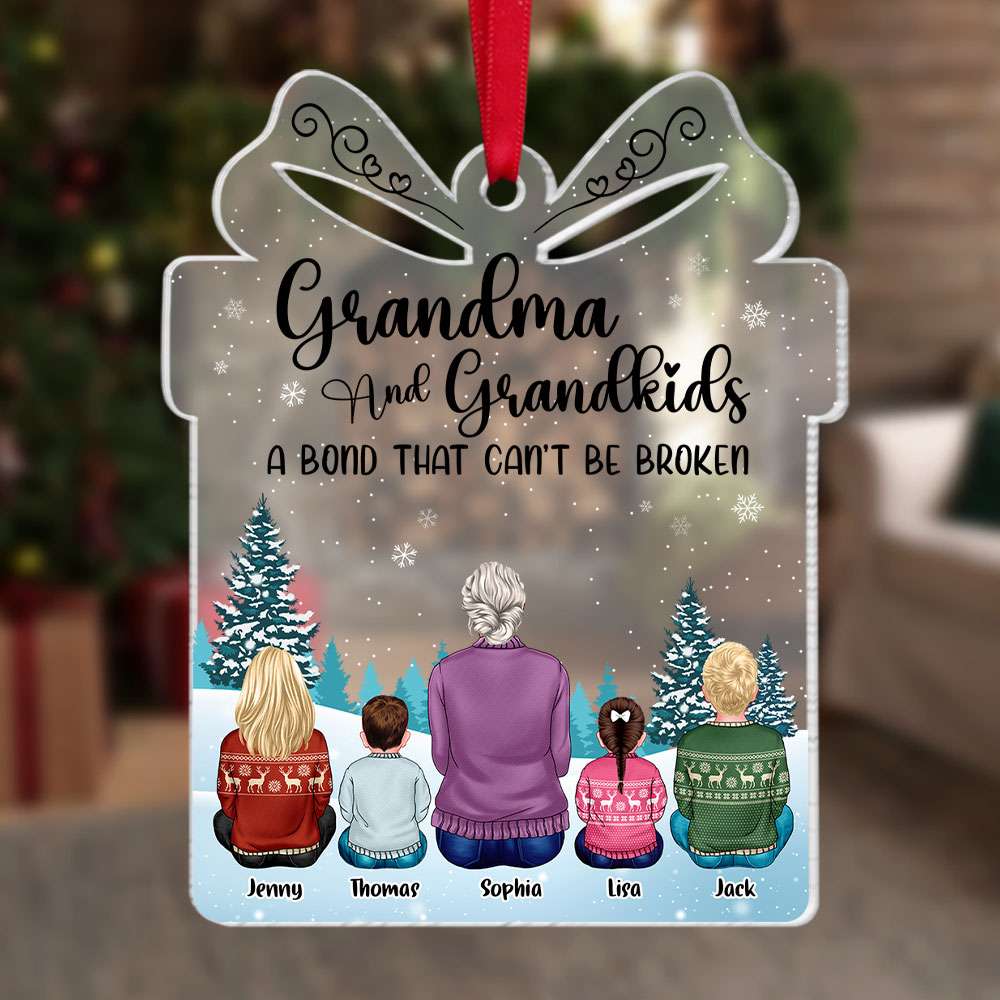 Grandma & Grandkids, Gift For Grandma, Personalized Acrylic Ornament, Christmas Grandkids Ornament, Christmas Gift - Ornament - GoDuckee