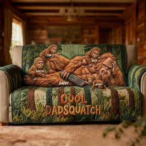 Fun Sasquatch Dad Resting Quilted Sofa Cover - Personalized Gifts For Dads 04QHTI170426 - Sofa Cover - GoDuckee