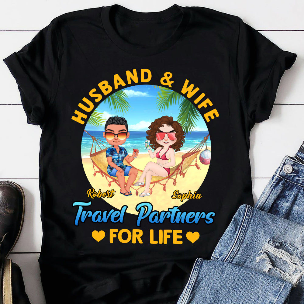 Husband And Wife, Travel Partners For Life, Gift For Couple, Personalized Shirt, Summer Travel Couple, Summer Gift - Shirts - GoDuckee