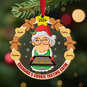 Grandma's Cookie Tasting Crew, Gift For Grandma, Personalized Ornament, Cookie Grandkids Mixed Ornament, Christmas Gift - Ornament - GoDuckee