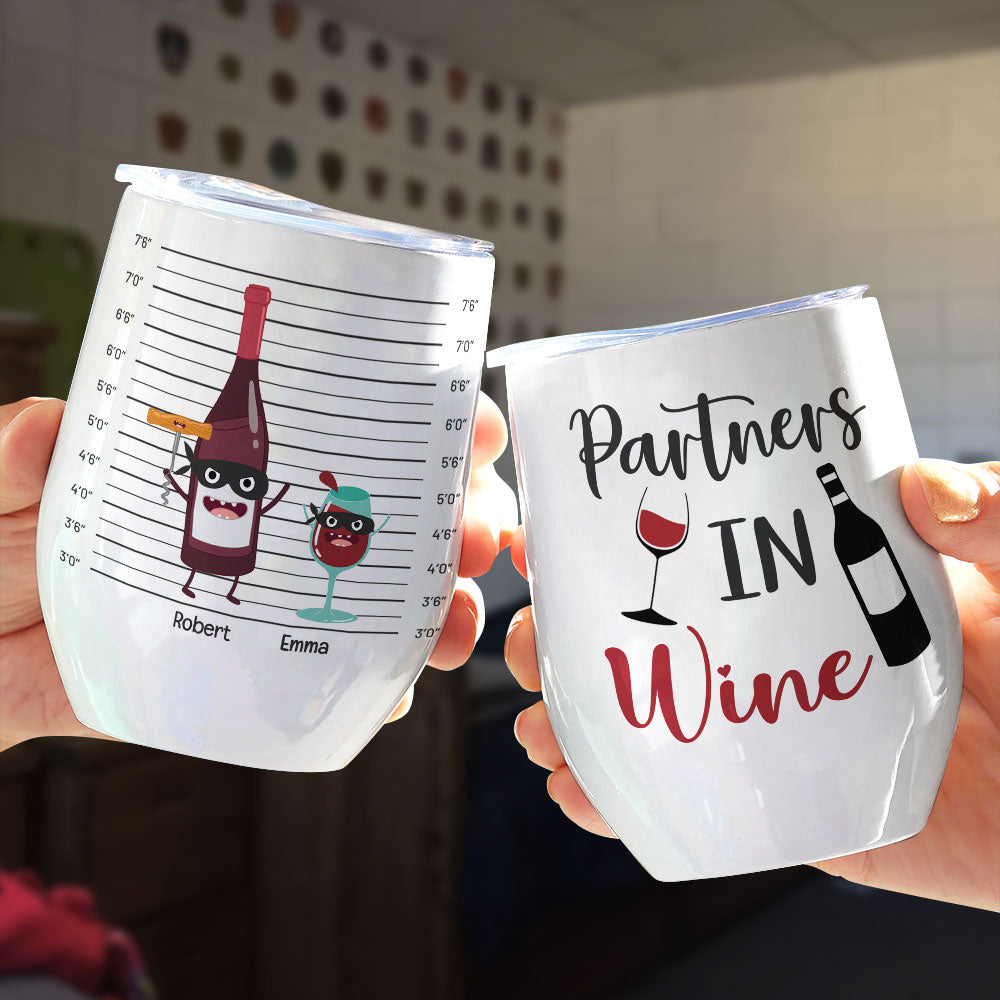 Partners In Wine - Personalized Wine Tumbler - Funny Gift For Friends - Wine Tumbler - GoDuckee