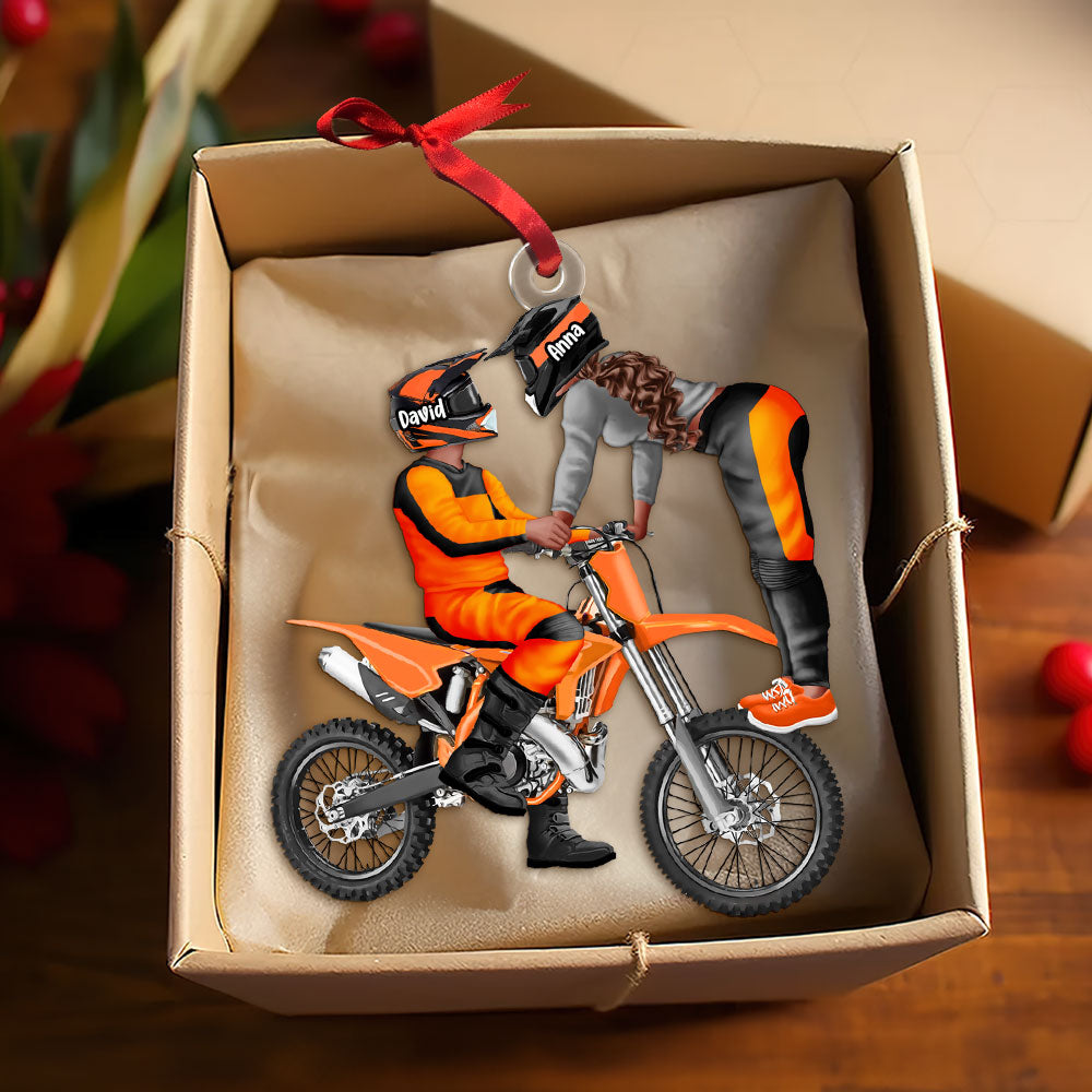 Personalized Gift For Couple Christmas Ornament Motorcross Couple 015ACTI111124PA - Ornament - GoDuckee