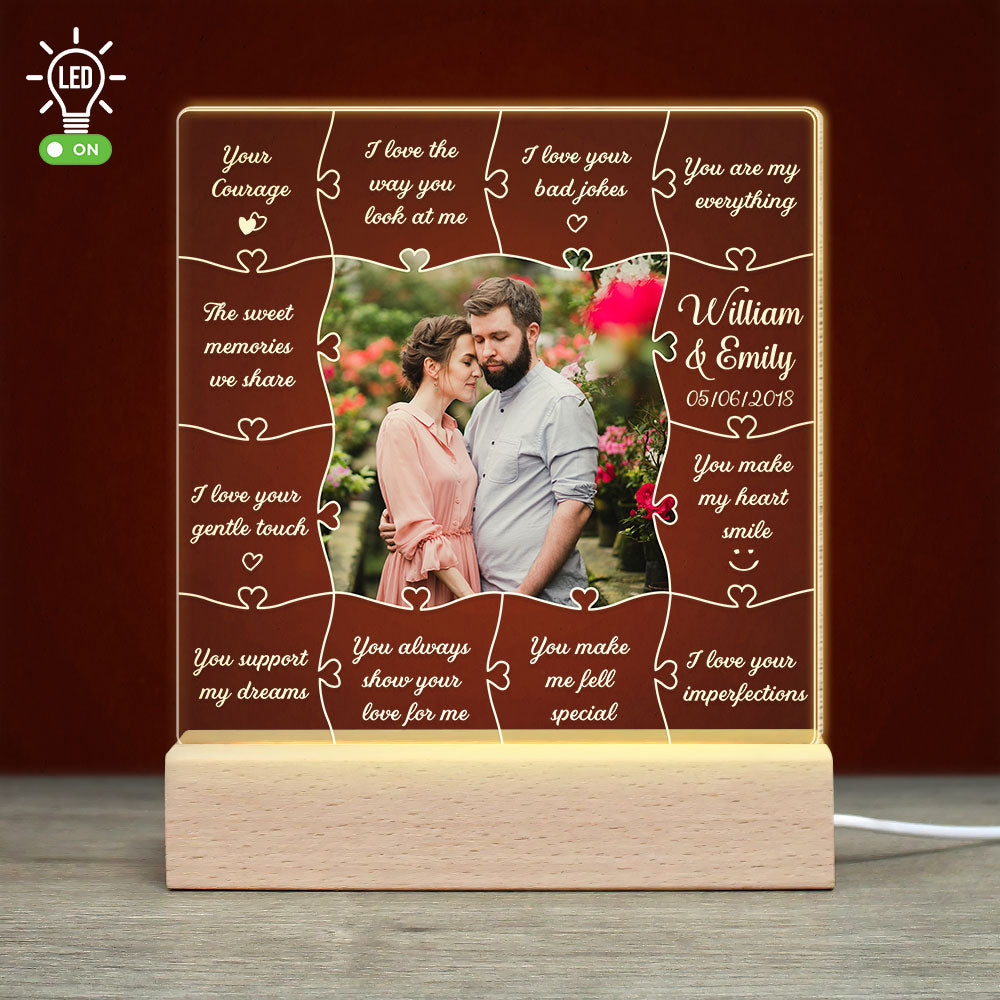 I Love The Way You Look At Me - Custom Couple Photo Led Light - Gift For Couple - Led Night Light - GoDuckee