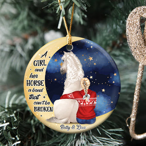 A Girl And Her Horse A Bond That Can't Be Broken-Personalized Ornament - Ceramic Circle Ornament-Gift For Horse Lover- Christmas Gift - Ornament - GoDuckee