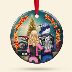 Motocross Couple - We're Together - We're A Team, Personalized Ornament, Gifts For Couple - Ornament - GoDuckee
