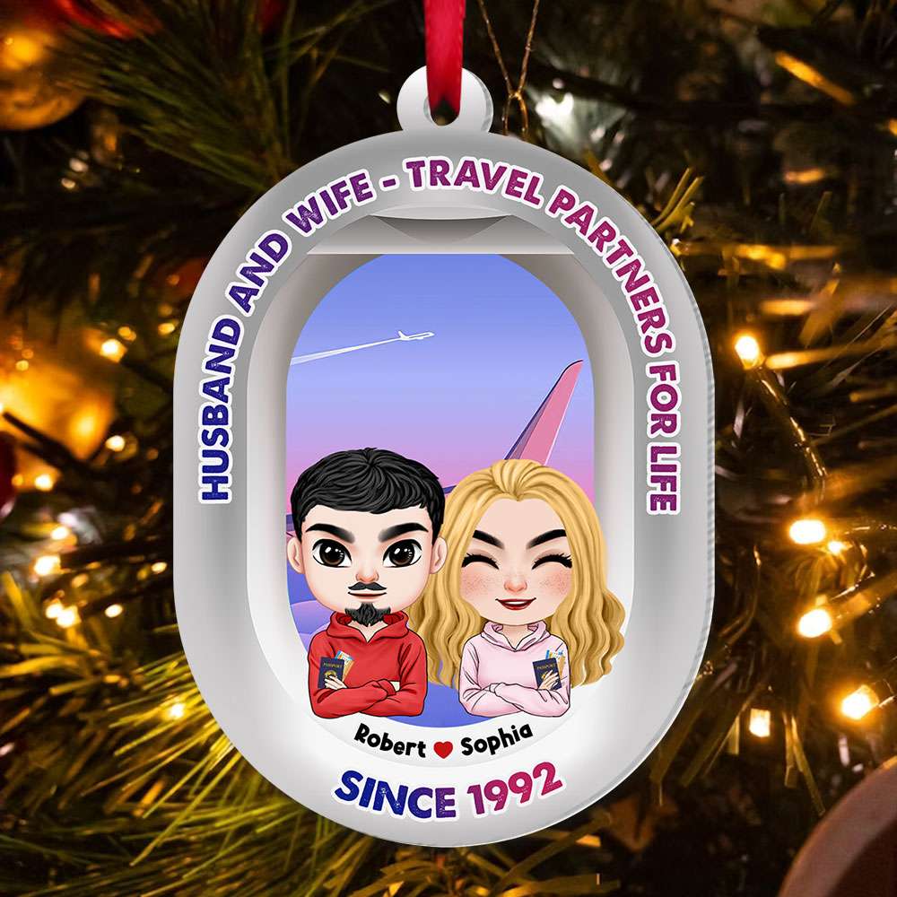 Husband And Wife, Couple Gift, Personalized Ornament, Traveling Couple Ornament, Christmas Gift 03OHTI150823HH - Ornament - GoDuckee