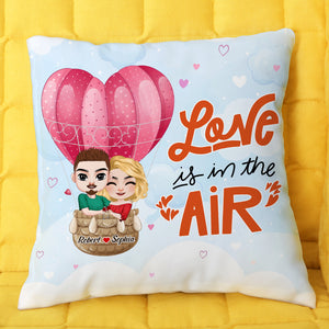 Love Is In The Air, Couple Gift, Personalized Pillow, Hot Air Balloon Couple Pillow - Pillow - GoDuckee