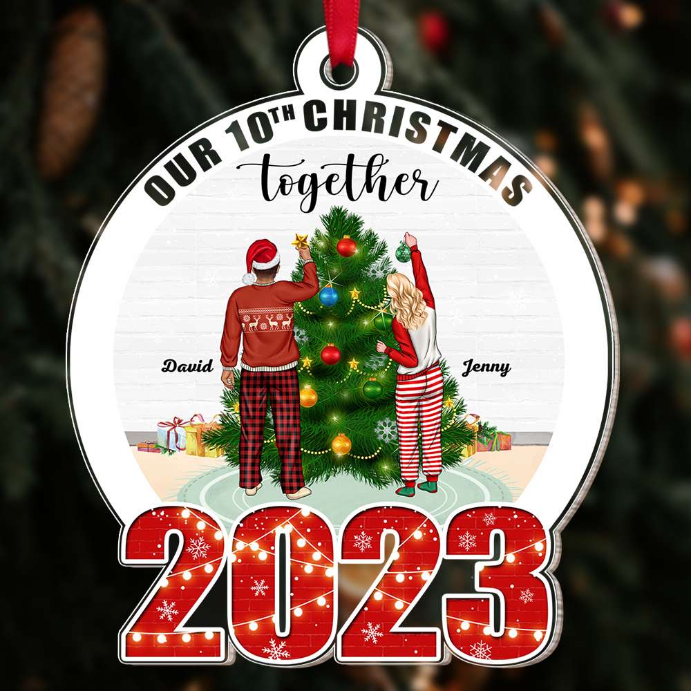 Our Christmas Together, Couple Gift, Personalized Acrylic Ornament, Couple Decorating Xmas Tree Ornament, Christmas Gift 04TOTI190823TM - Ornament - GoDuckee