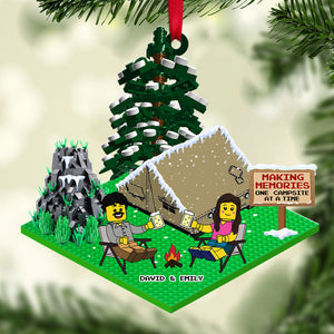 Making Memories-Personalized Acrylic Ornament- Gift For Him/ Gift For Her- Christmas Gift-Lego Camping Couple Ornament - Ornament - GoDuckee