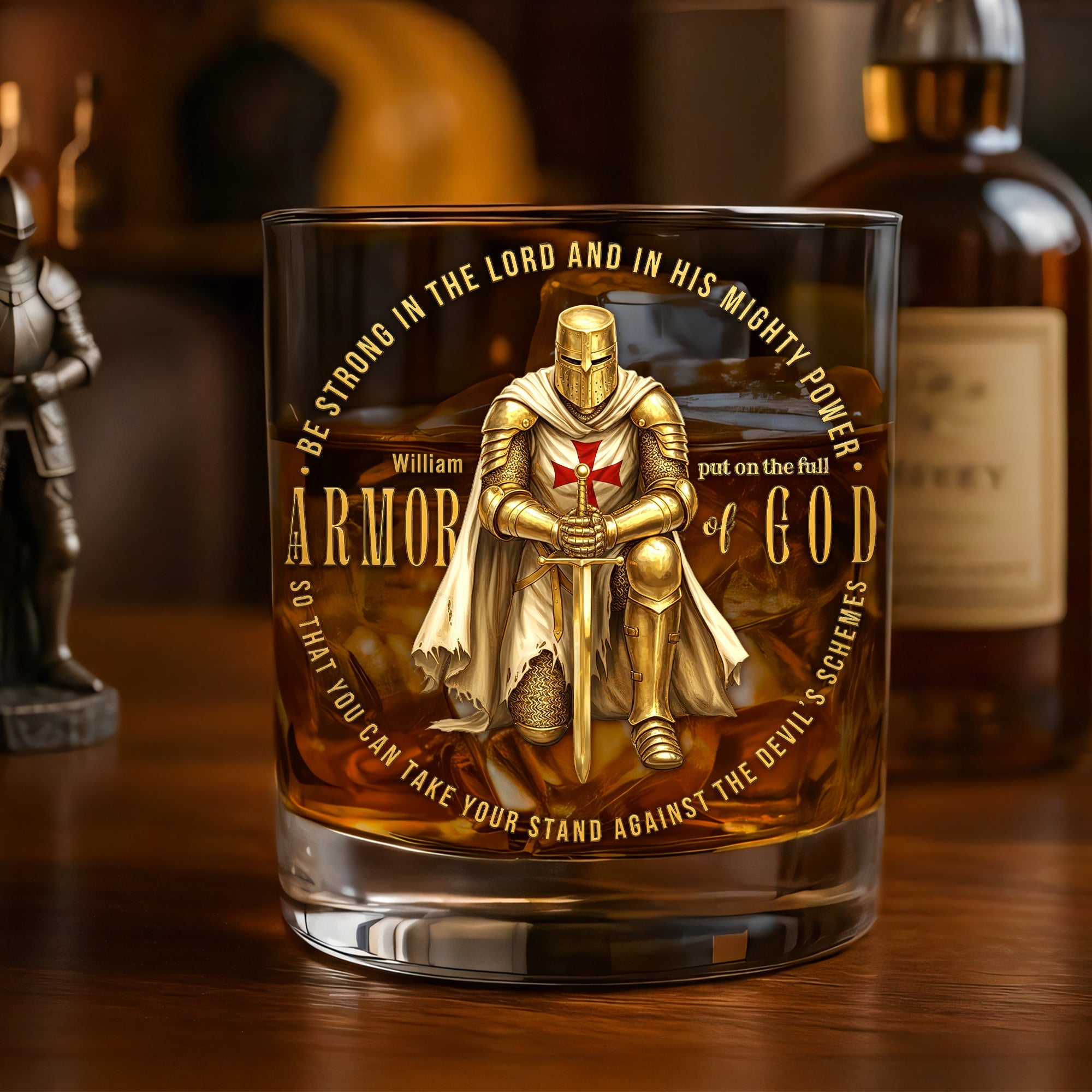 Kneeling Knight Armor Of God Round Glass - Personalized Gifts For Christians Glass 03HUTI041225 - Glass - GoDuckee