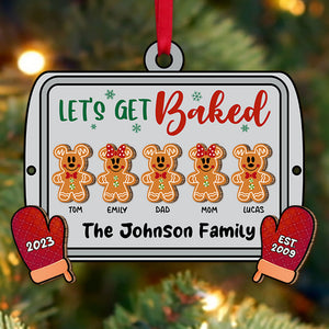 Let's Get Baked Personalized Gingerbread Family Wood Ornament, Gift For Christmas - Ornament - GoDuckee