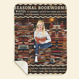 Seasonal Bookworms Personalized Blanket, Gift For Book Lovers - Blanket - GoDuckee