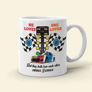 But They Both Love Each Other, Couple Gift, Personalized Mug, Racing Car Couple Mug 02HUTI091023 - Coffee Mug - GoDuckee