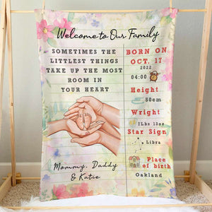 Welcome To Our Family, Personalized Blanket, Love Hand Family , Gift For Family - Blanket - GoDuckee