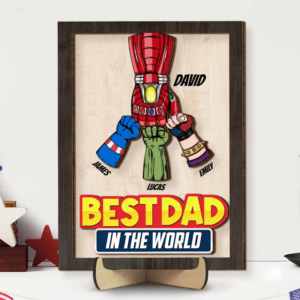 World's Best Dad Personalized Wooden Art - 2 Layers Wood Sign -03QHTI230523HA - Wood Sign - GoDuckee