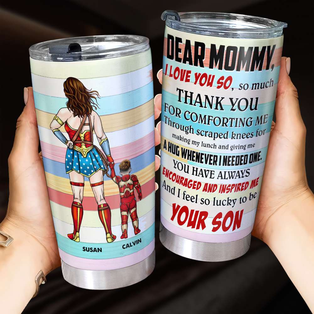 Personalized Gifts For Mom Tumbler Superhero Mom And Kid 01ACTI110325PA - Tumbler Cup - GoDuckee
