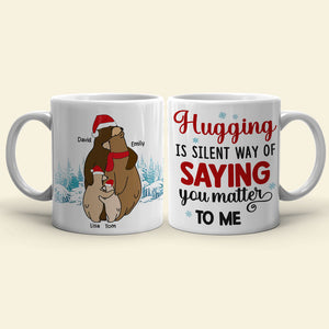 Hugging Is A Silent Way, Gift For Family, Personalized Mug, Winter Bear Family Mug, Christmas Gift - Coffee Mug - GoDuckee